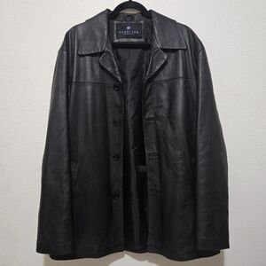 Kenneth Cole Reaction Men's Black Genuine Leather Jacket Size Medium